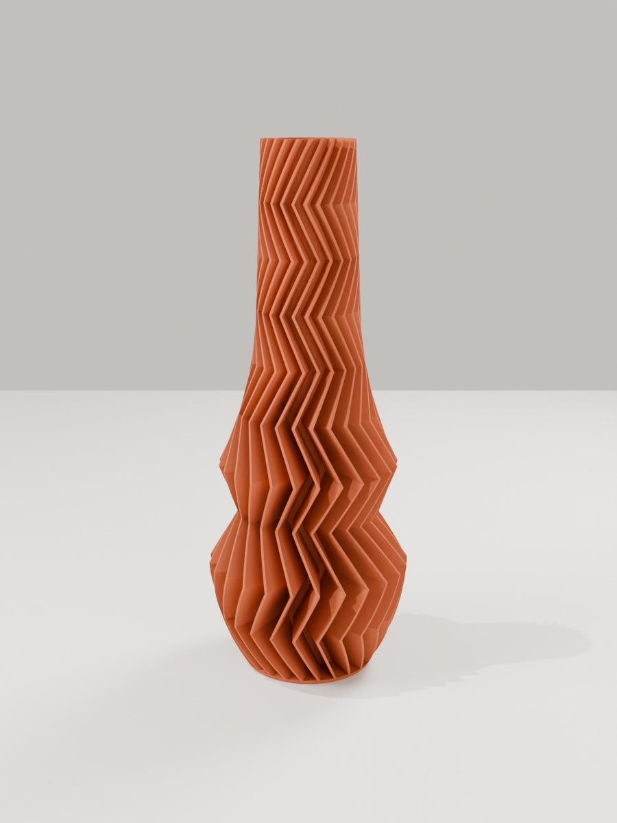 ZigZag Vase No. 01 in Terrakotta – quelia Dekovase aus dem 3D-Druck