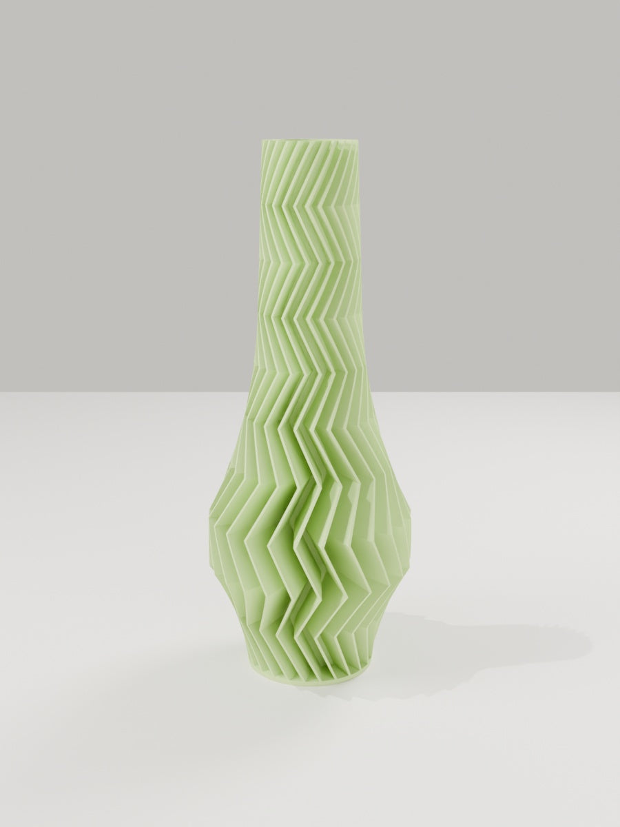 ZigZag Vase No. 02 in Apfelgrün – quelia Dekovase aus dem 3D-Druck