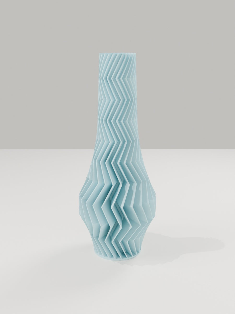 ZigZag Vase No. 02 in Eisblau – quelia Dekovase aus dem 3D-Druck