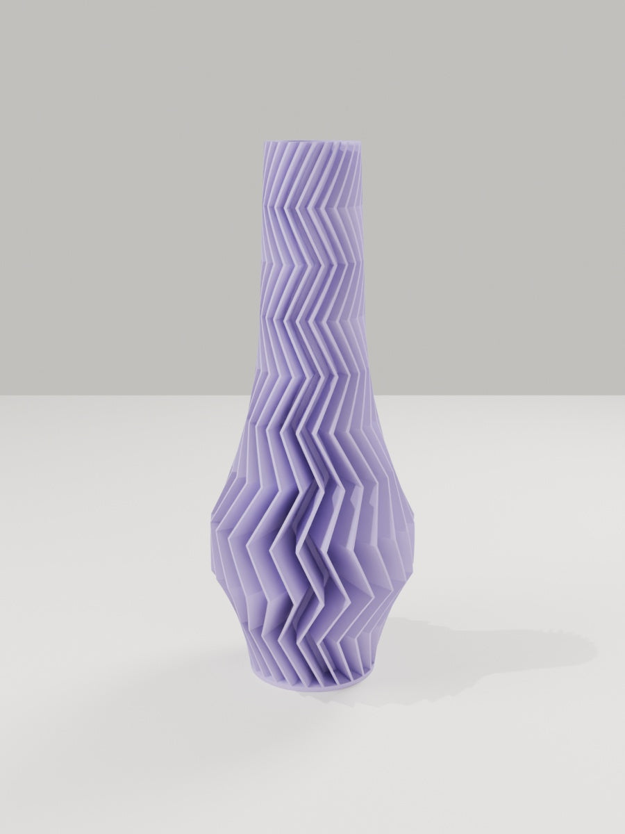 ZigZag Vase No. 02 in Flieder-Violett – quelia Dekovase aus dem 3D-Druck