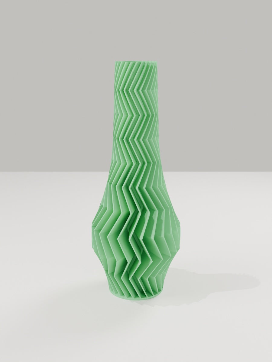ZigZag Vase No. 02 in Grasgrün – quelia Dekovase aus dem 3D-Druck