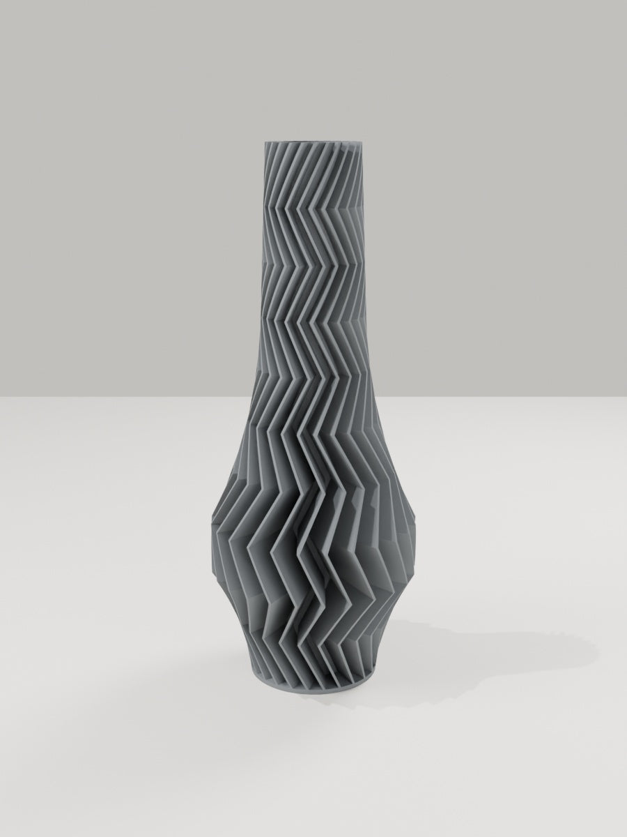 ZigZag Vase No. 02 in Grau – quelia Dekovase aus dem 3D-Druck