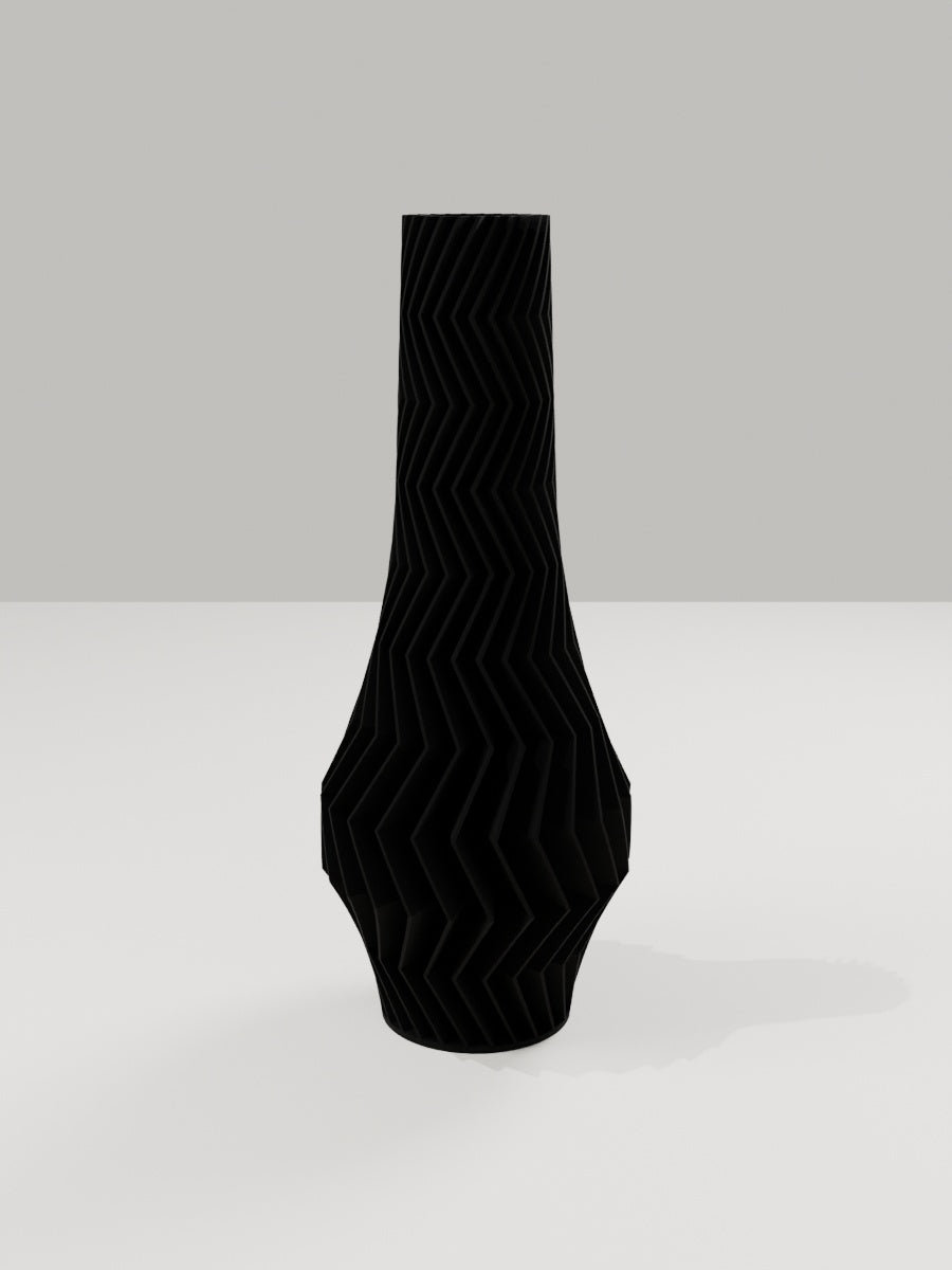 ZigZag Vase No. 02 in Kohlschwarz – quelia Dekovase aus dem 3D-Druck