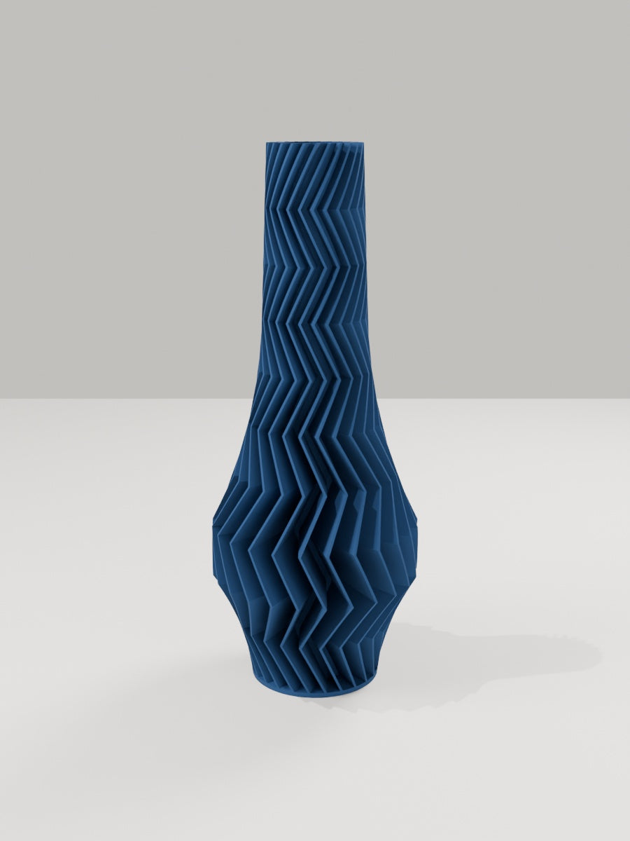 ZigZag Vase No. 02 in Marineblau – quelia Dekovase aus dem 3D-Druck