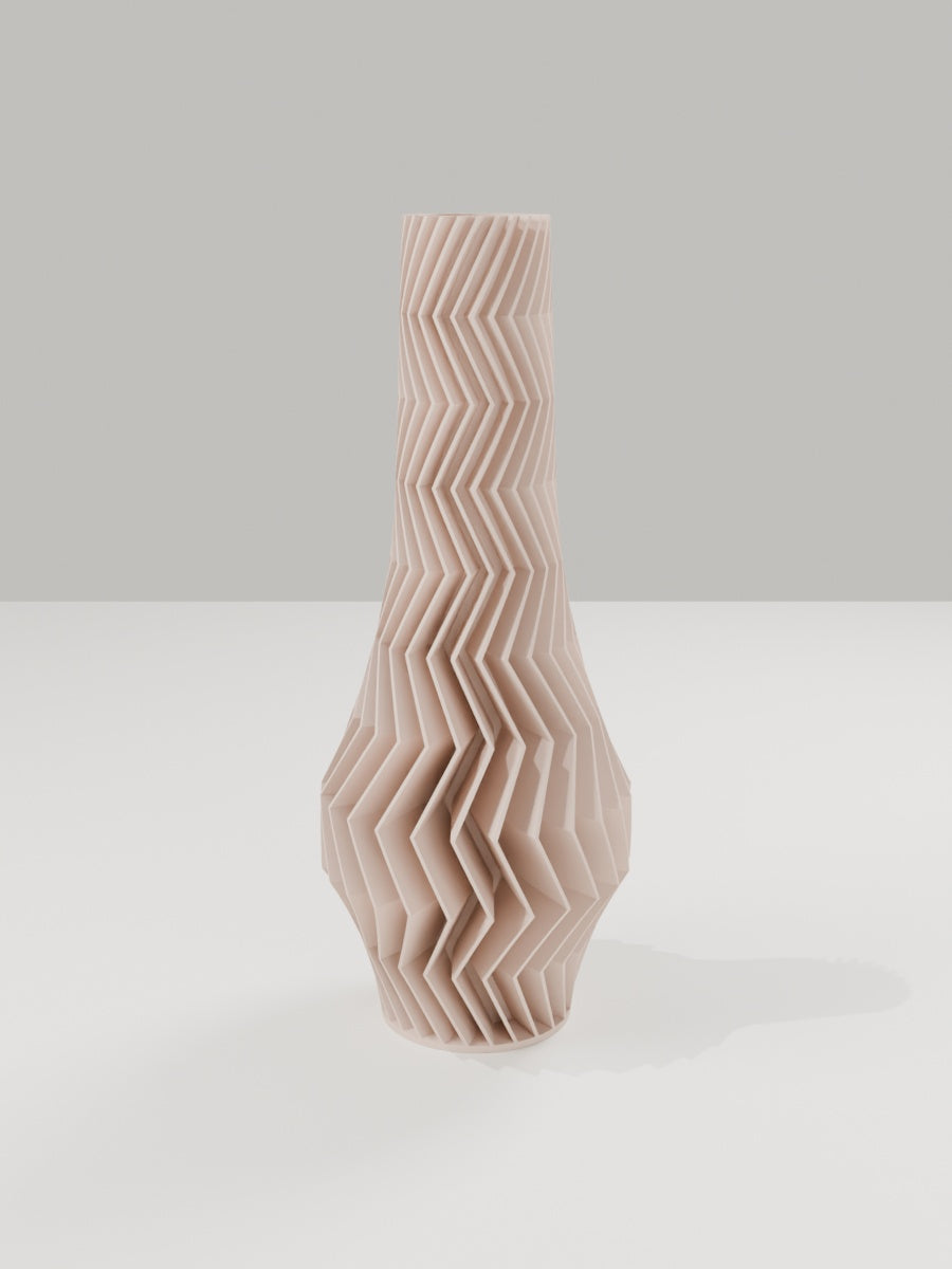 ZigZag Vase No. 02 in Milchkaffee-Braun – quelia Dekovase aus dem 3D-Druck