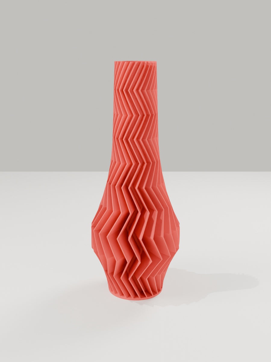 ZigZag Vase No. 02 in Scharlachrot – quelia Dekovase aus dem 3D-Druck