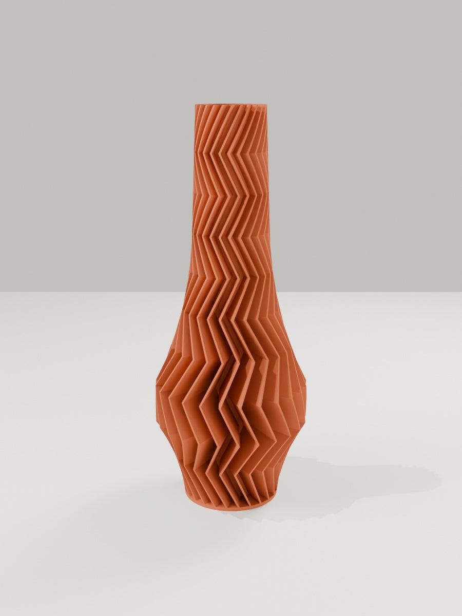 ZigZag Vase No. 02 in Terrakotta – quelia Dekovase aus dem 3D-Druck