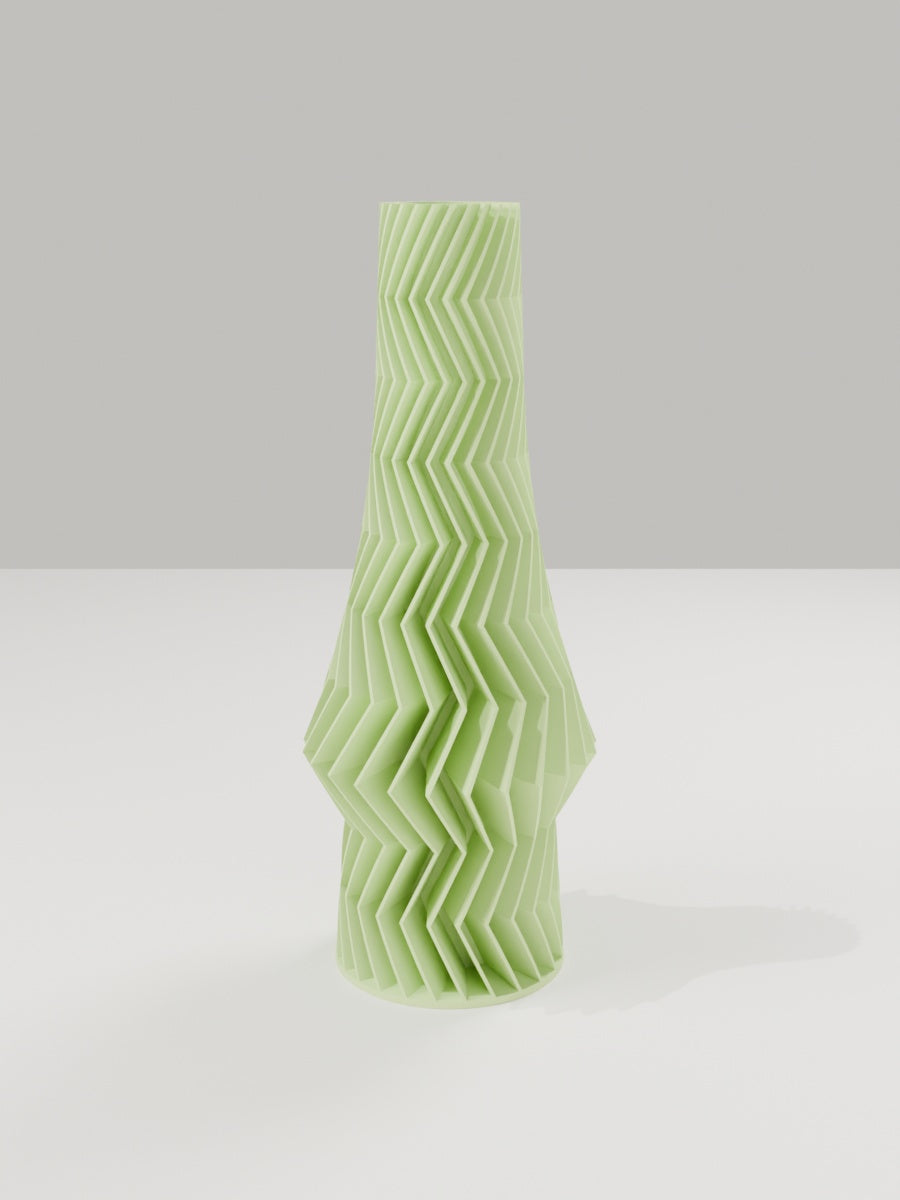 ZigZag Vase No. 03 in Apfelgrün – quelia Dekovase aus dem 3D-Druck
