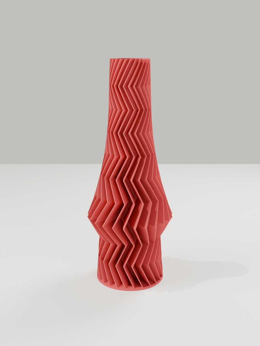 ZigZag Vase No. 03 in Dunkelrot – quelia Dekovase aus dem 3D-Druck