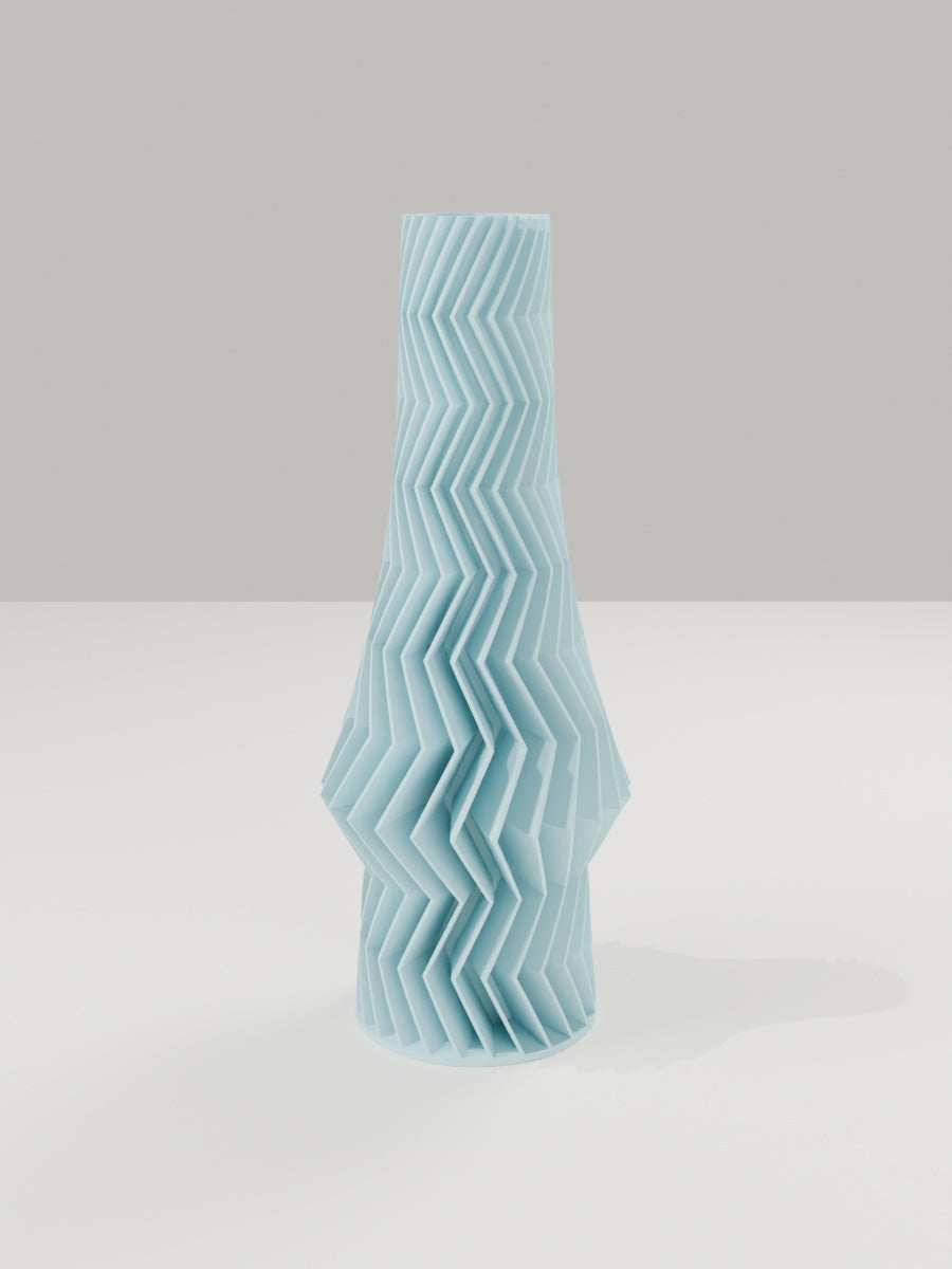 ZigZag Vase No. 03 in Eisblau – quelia Dekovase aus dem 3D-Druck