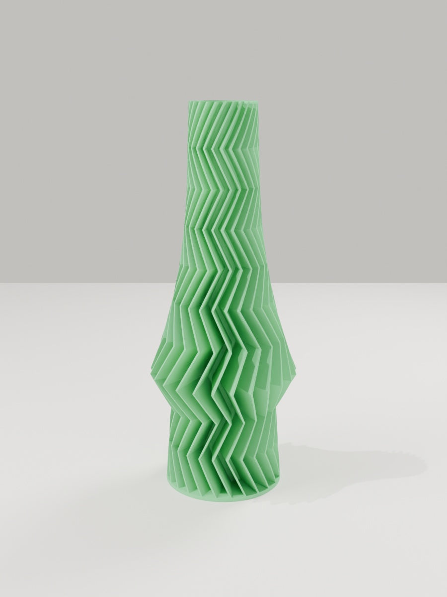 ZigZag Vase No. 03 in Grasgrün – quelia Dekovase aus dem 3D-Druck