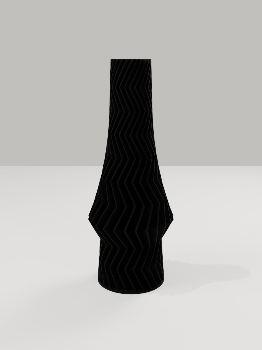 ZigZag Vase No. 03 in Kohlschwarz – quelia Dekovase aus dem 3D-Druck