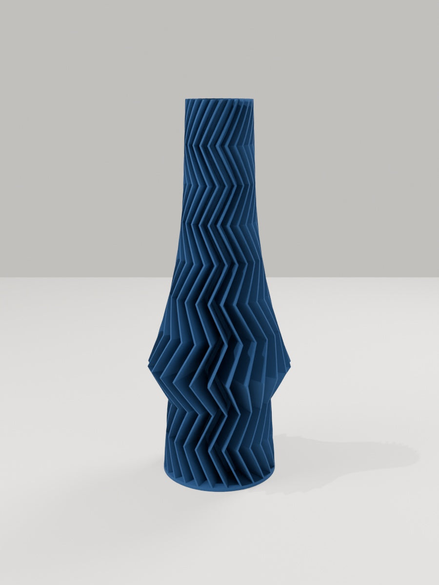 ZigZag Vase No. 03 in Marineblau – quelia Dekovase aus dem 3D-Druck