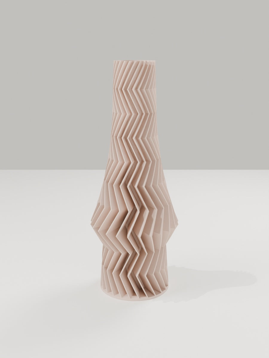 ZigZag Vase No. 03 in Milchkaffee-Braun – quelia Dekovase aus dem 3D-Druck