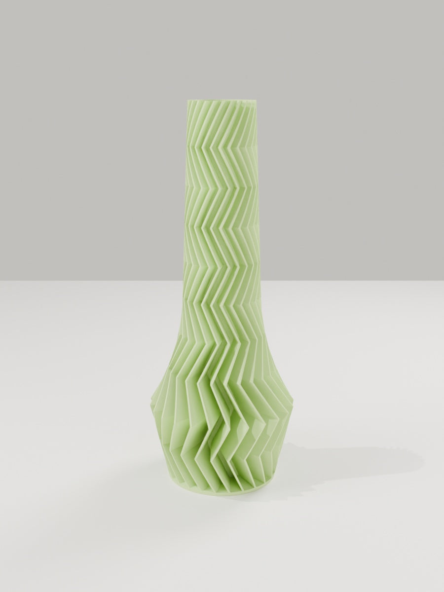 ZigZag Vase No. 04 in Apfelgrün – quelia Dekovase aus dem 3D-Druck