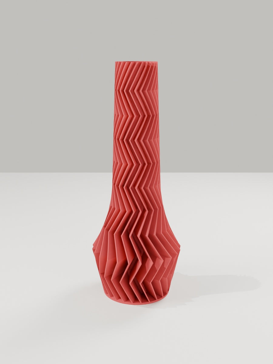 ZigZag Vase No. 04 in Dunkelrot – quelia Dekovase aus dem 3D-Druck