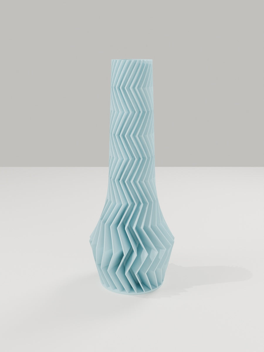 ZigZag Vase No. 04 in Eisblau – quelia Dekovase aus dem 3D-Druck