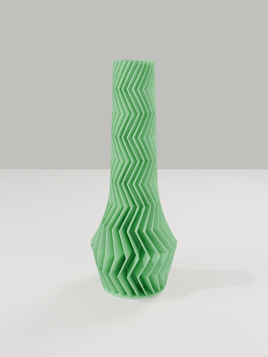 ZigZag Vase No. 04 in Grasgrün – quelia Dekovase aus dem 3D-Druck