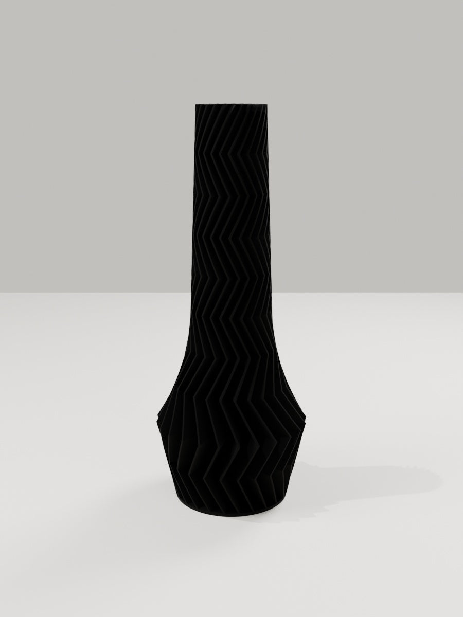 ZigZag Vase No. 04 in Kohlschwarz – quelia Dekovase aus dem 3D-Druck