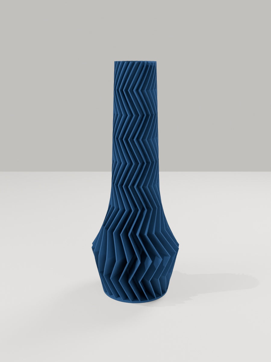ZigZag Vase No. 04 in Marineblau – quelia Dekovase aus dem 3D-Druck