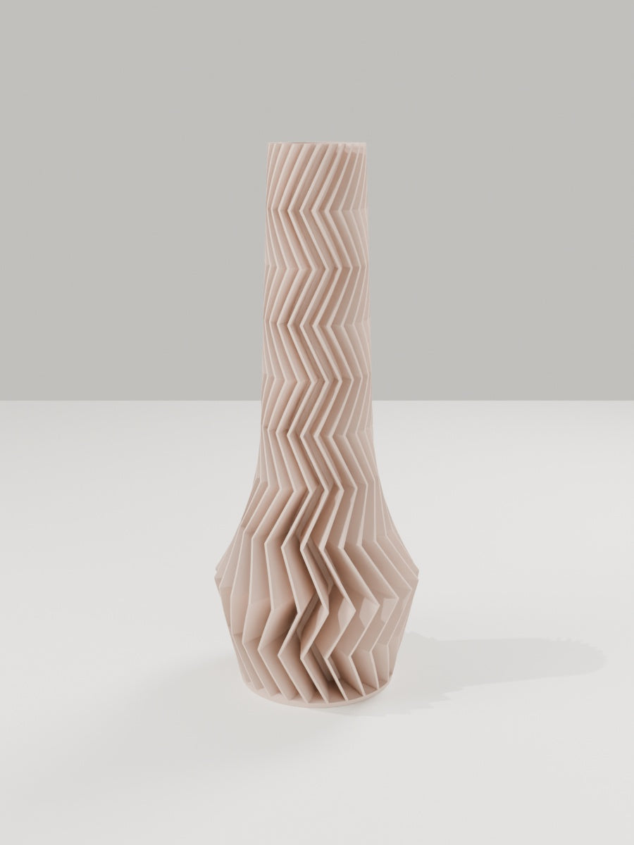 ZigZag Vase No. 04 in Milchkaffee-Braun – quelia Dekovase aus dem 3D-Druck