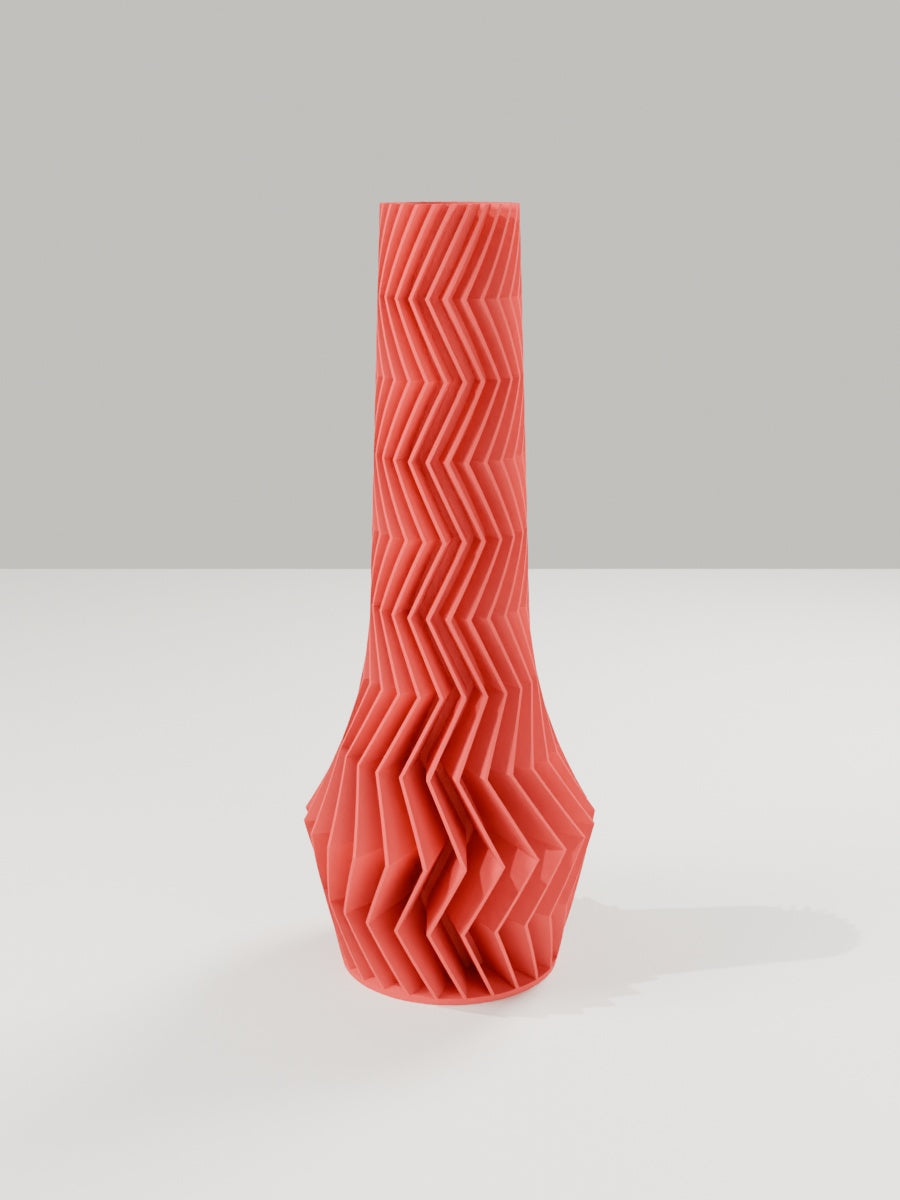 ZigZag Vase No. 04 in Scharlachrot – quelia Dekovase aus dem 3D-Druck
