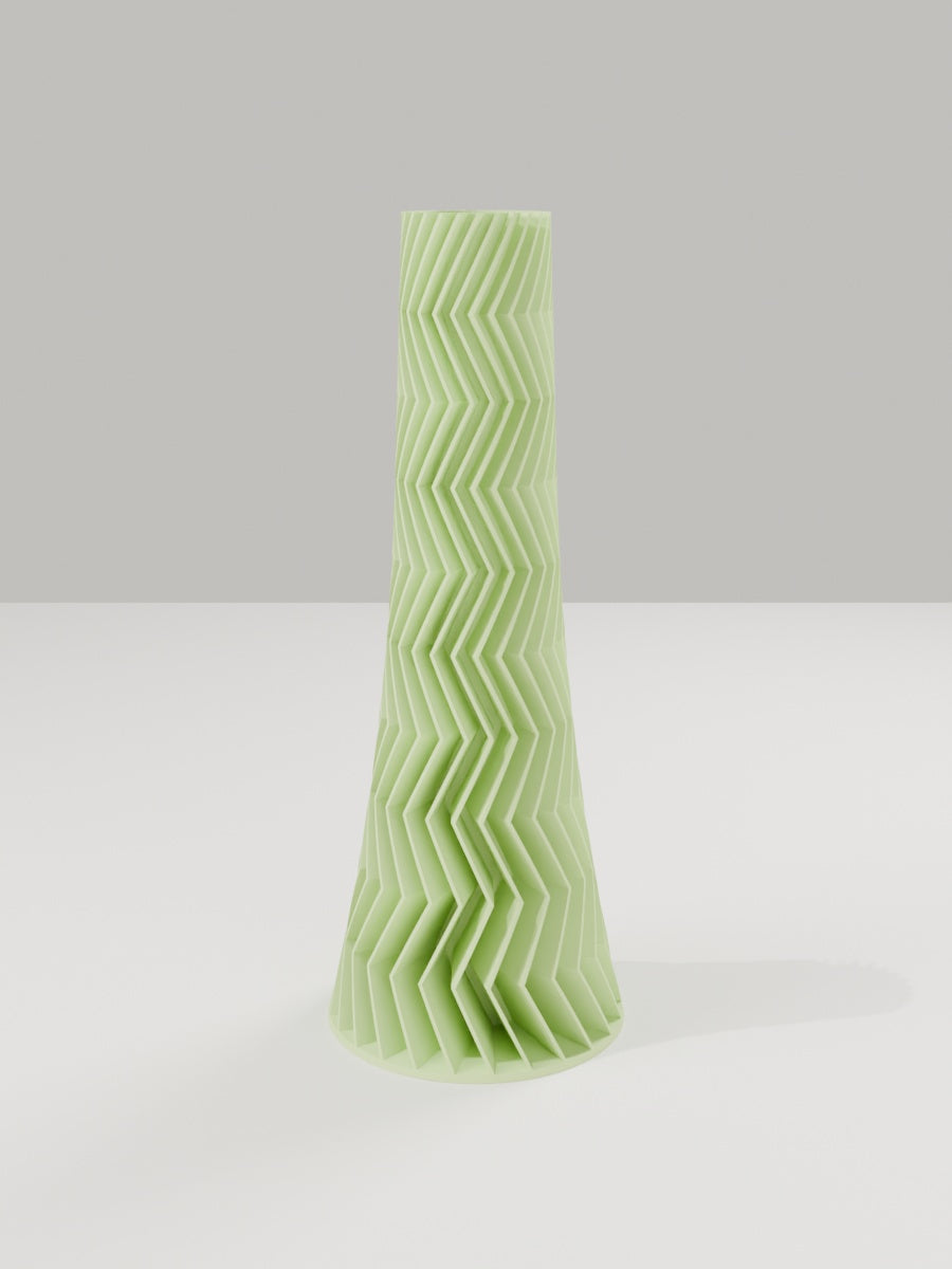 ZigZag Vase No. 05 in Apfelgrün – quelia Dekovase aus dem 3D-Druck