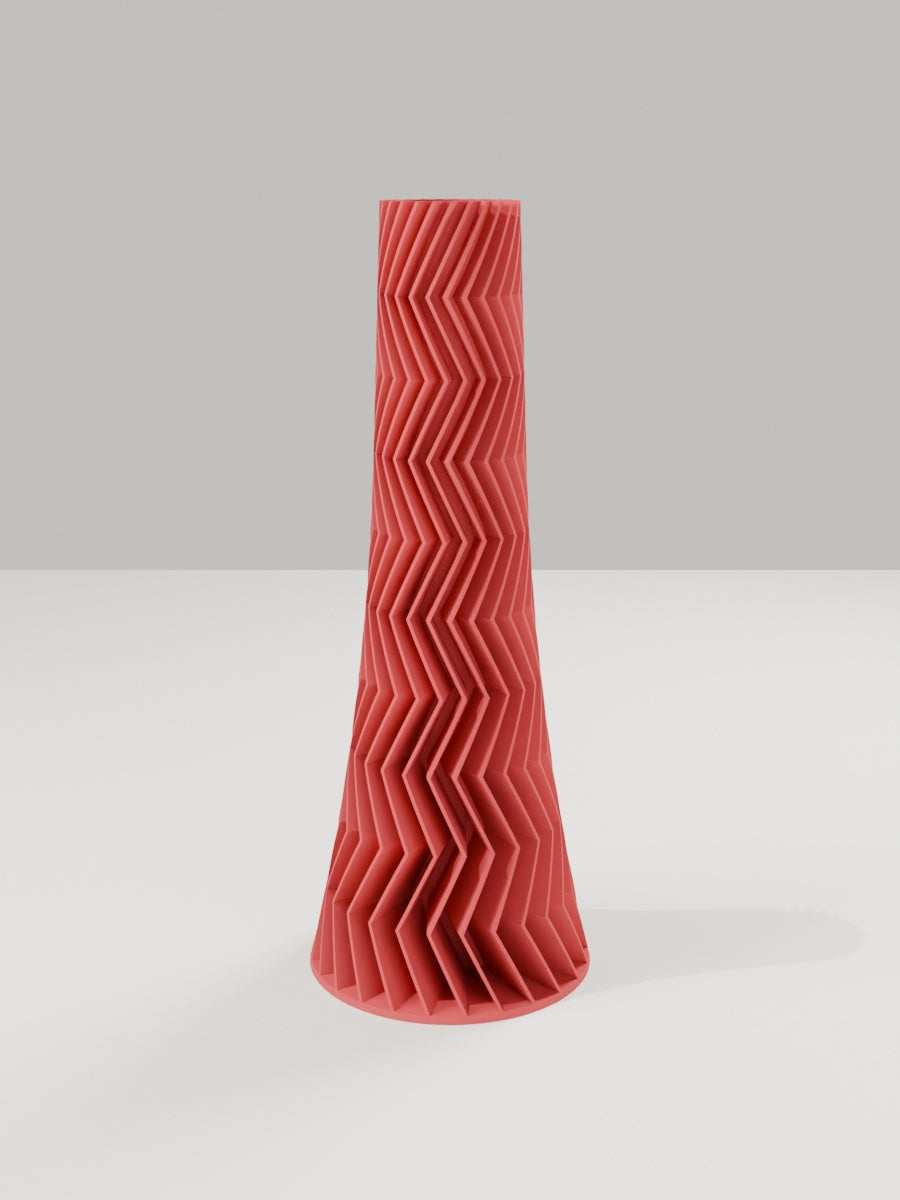 ZigZag Vase No. 05 in Dunkelrot – quelia Dekovase aus dem 3D-Druck