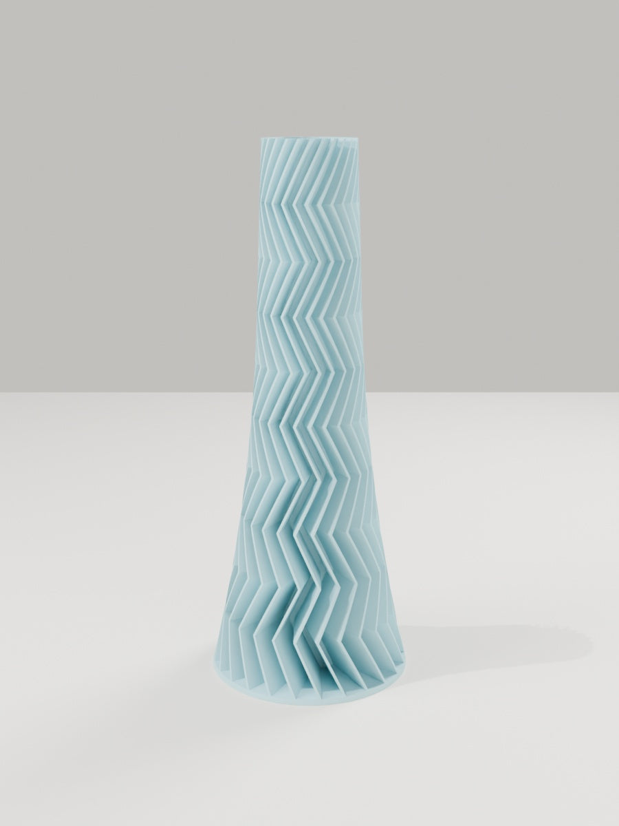 ZigZag Vase No. 05 in Eisblau – quelia Dekovase aus dem 3D-Druck