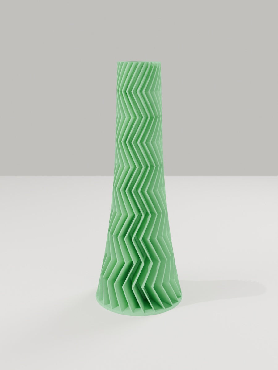 ZigZag Vase No. 05 in Grasgrün – quelia Dekovase aus dem 3D-Druck