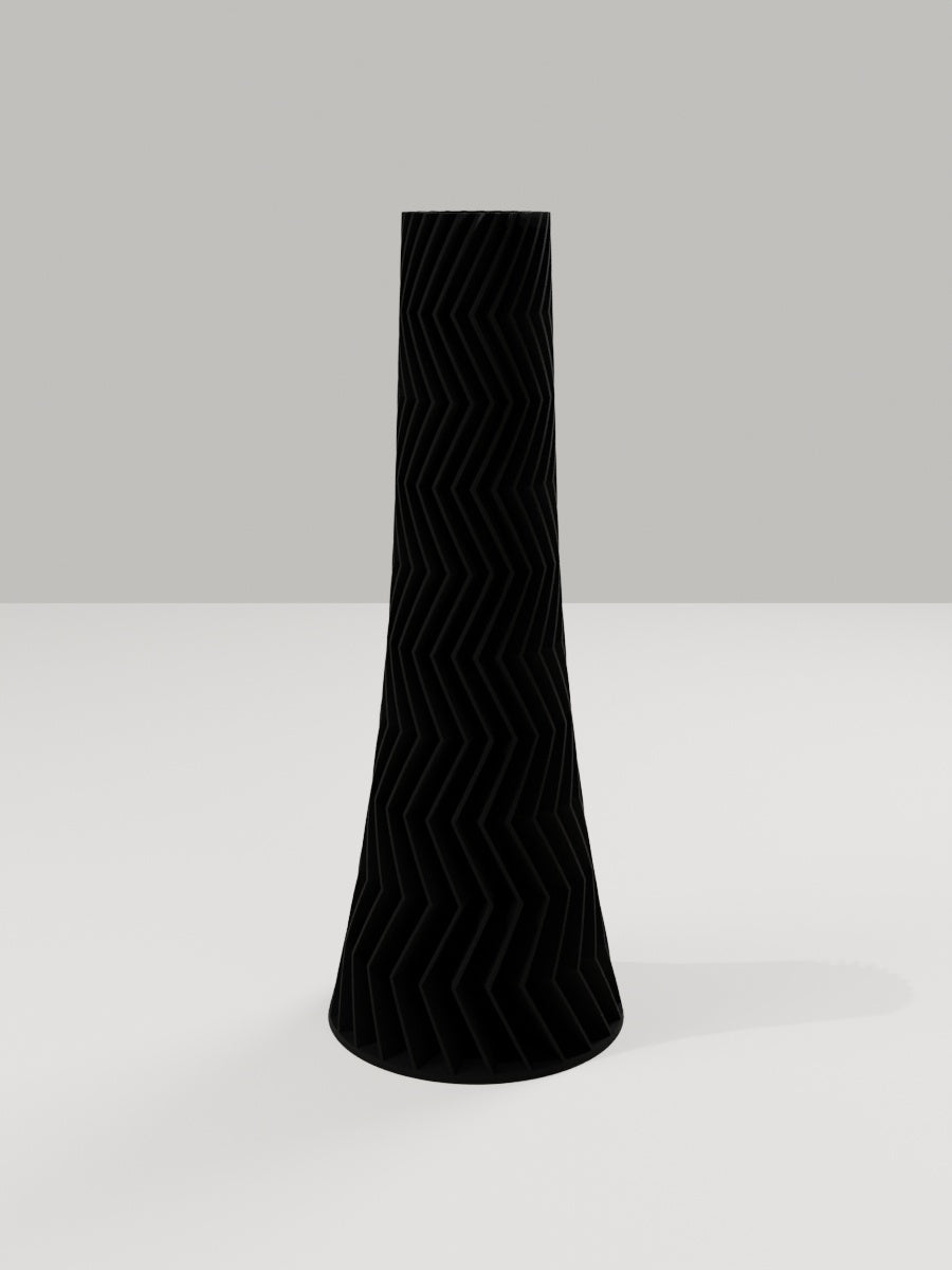 ZigZag Vase No. 05 in Kohlschwarz – quelia Dekovase aus dem 3D-Druck