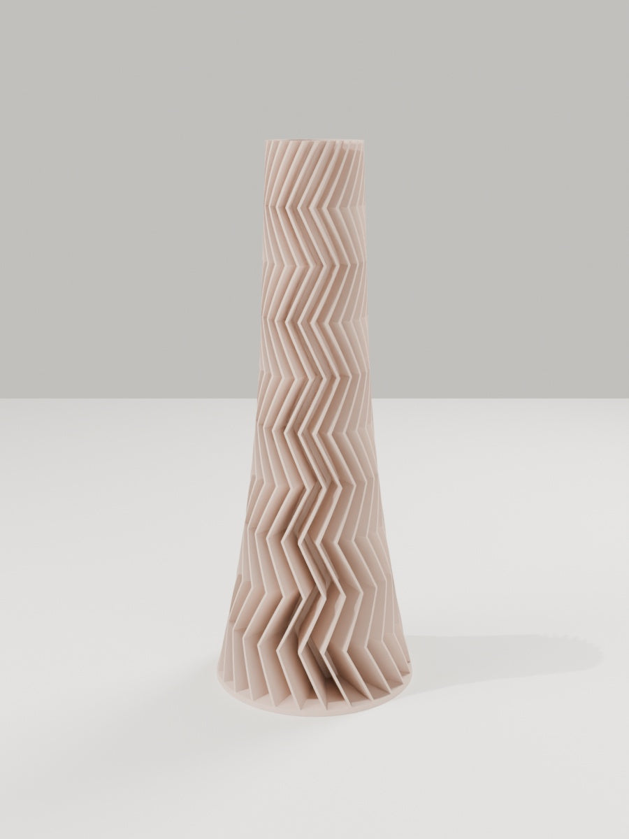 ZigZag Vase No. 05 in Milchkaffee-Braun – quelia Dekovase aus dem 3D-Druck