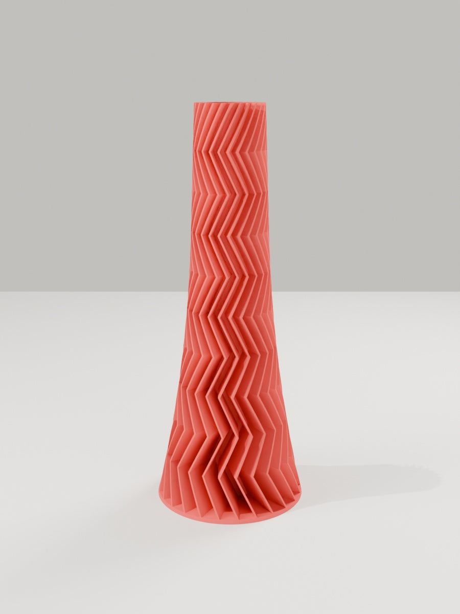 ZigZag Vase No. 05 in Scharlachrot – quelia Dekovase aus dem 3D-Druck