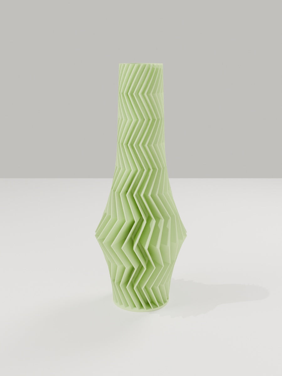 ZigZag Vase No. 06 in Apfelgrün – quelia Dekovase aus dem 3D-Druck