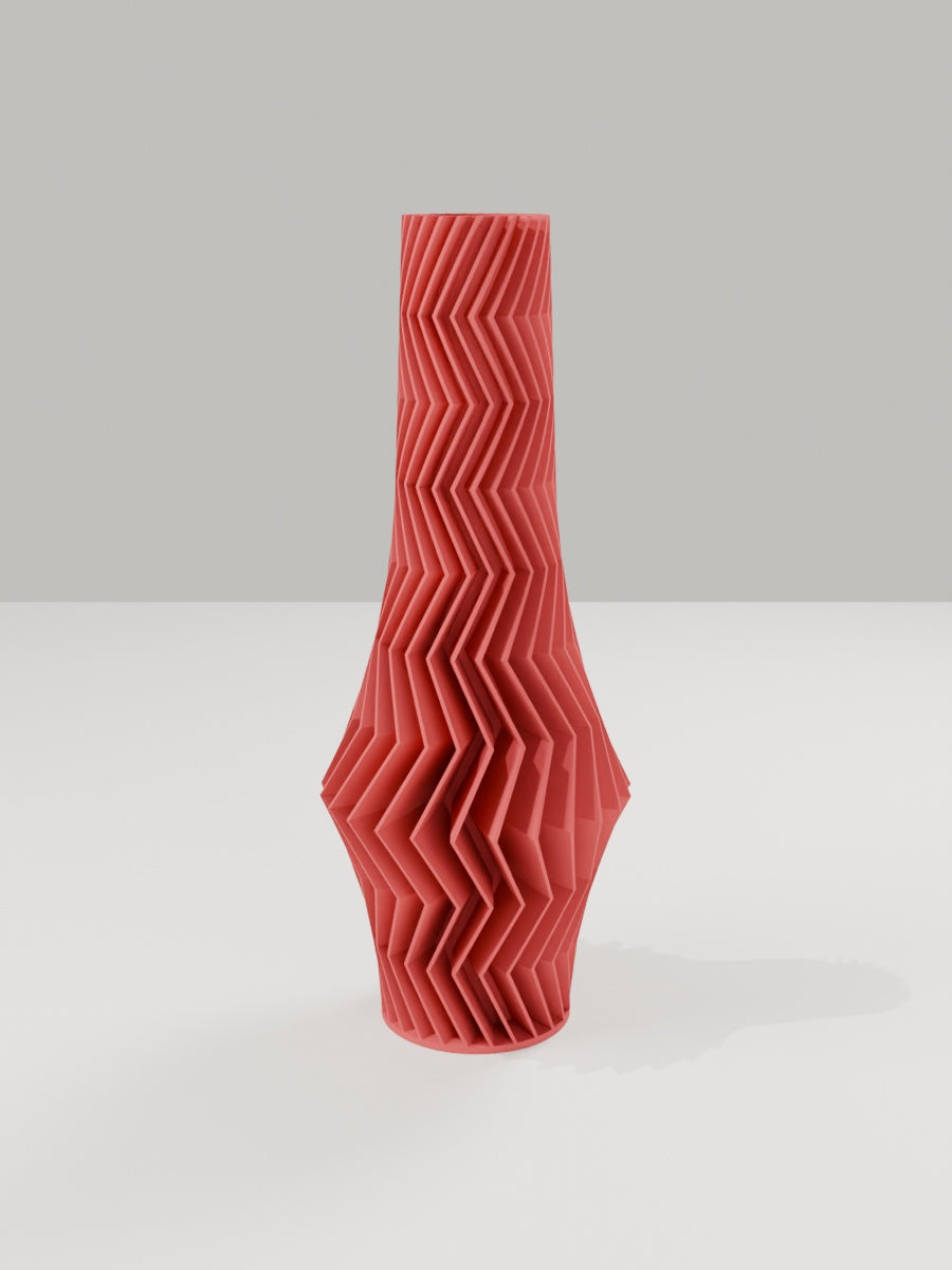 ZigZag Vase No. 06 in Dunkelrot – quelia Dekovase aus dem 3D-Druck