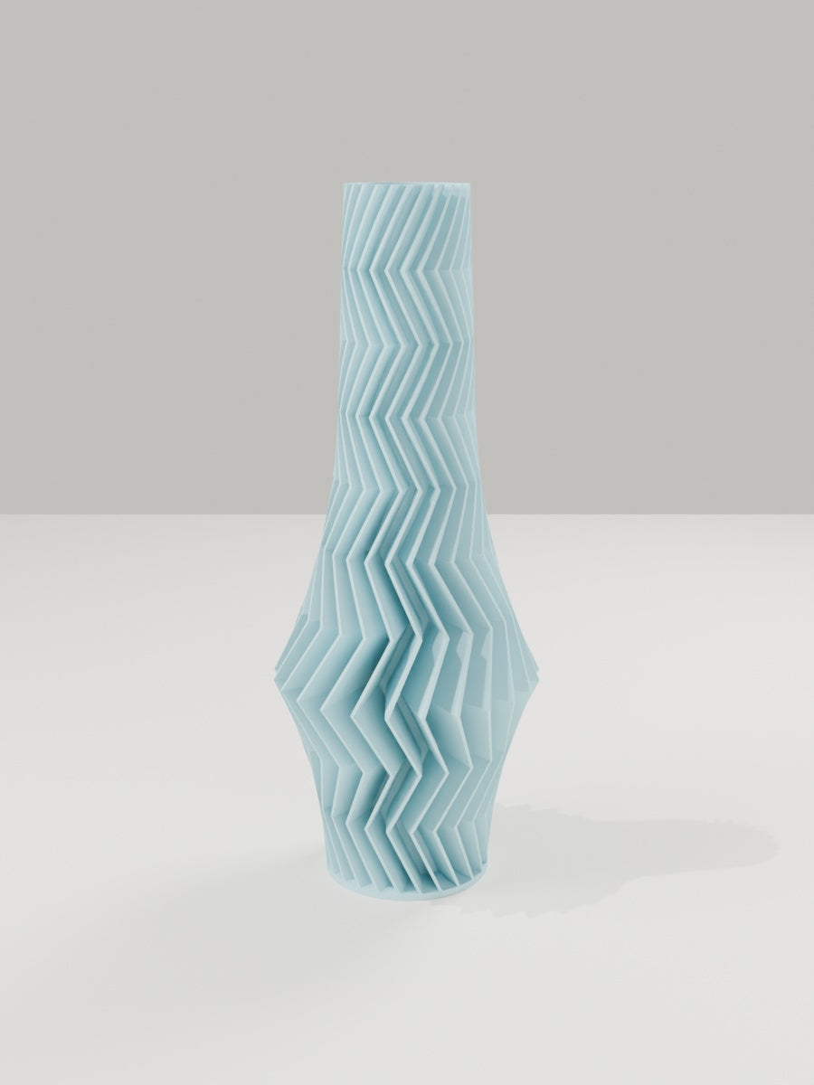 ZigZag Vase No. 06 in Eisblau – quelia Dekovase aus dem 3D-Druck