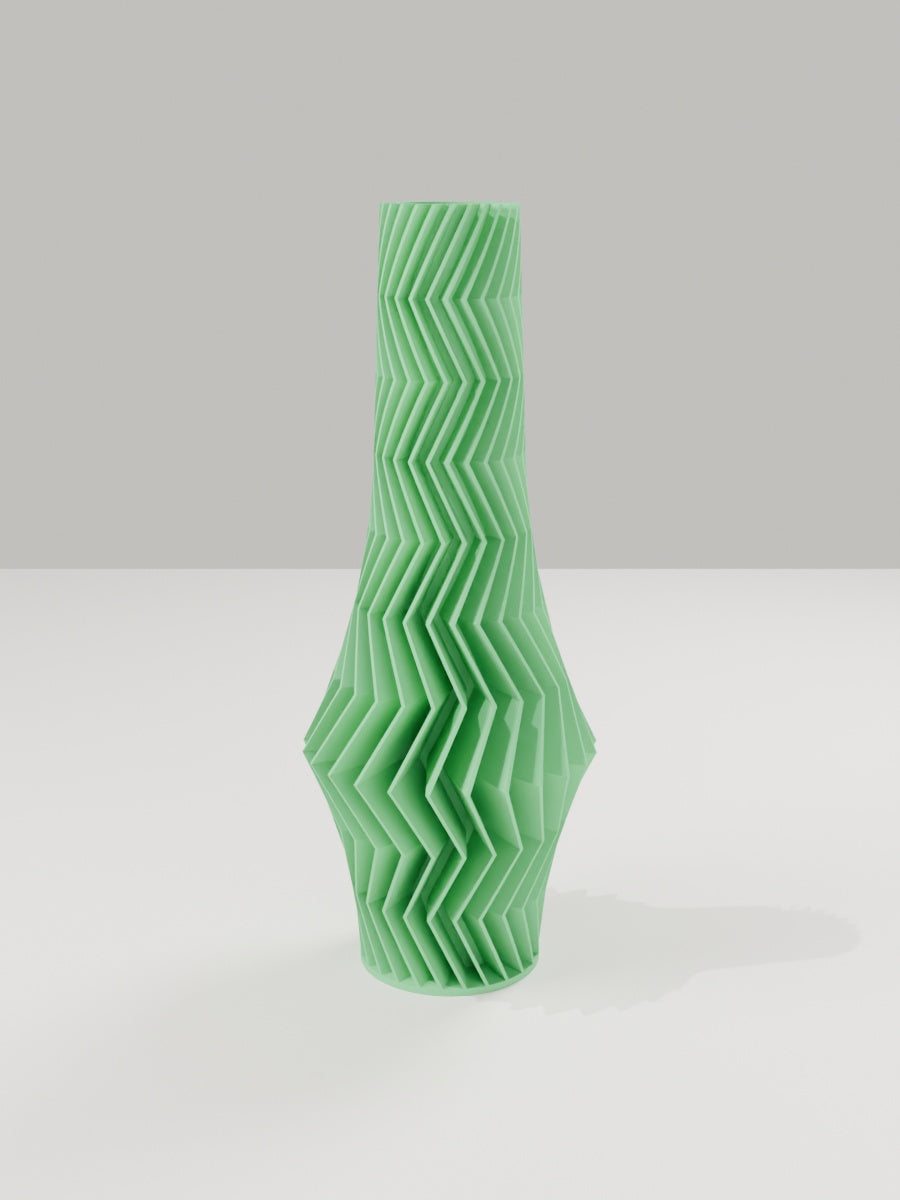 ZigZag Vase No. 06 in Grasgrün – quelia Dekovase aus dem 3D-Druck