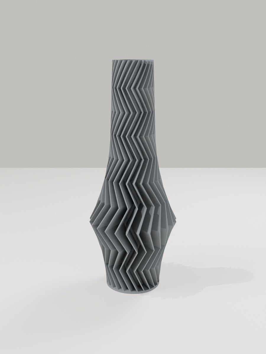 ZigZag Vase No. 06 in Grau – quelia Dekovase aus dem 3D-Druck