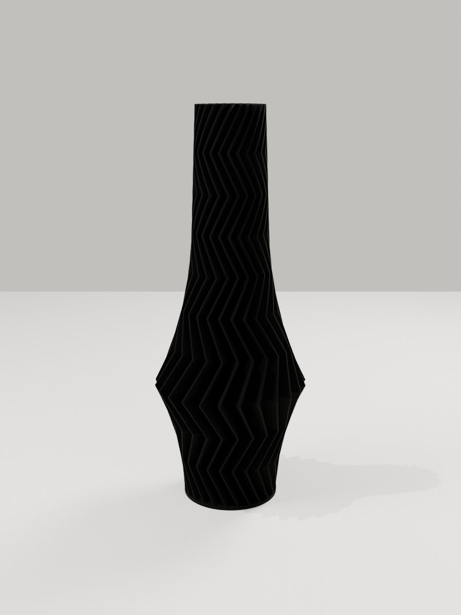 ZigZag Vase No. 06 in Kohlschwarz – quelia Dekovase aus dem 3D-Druck