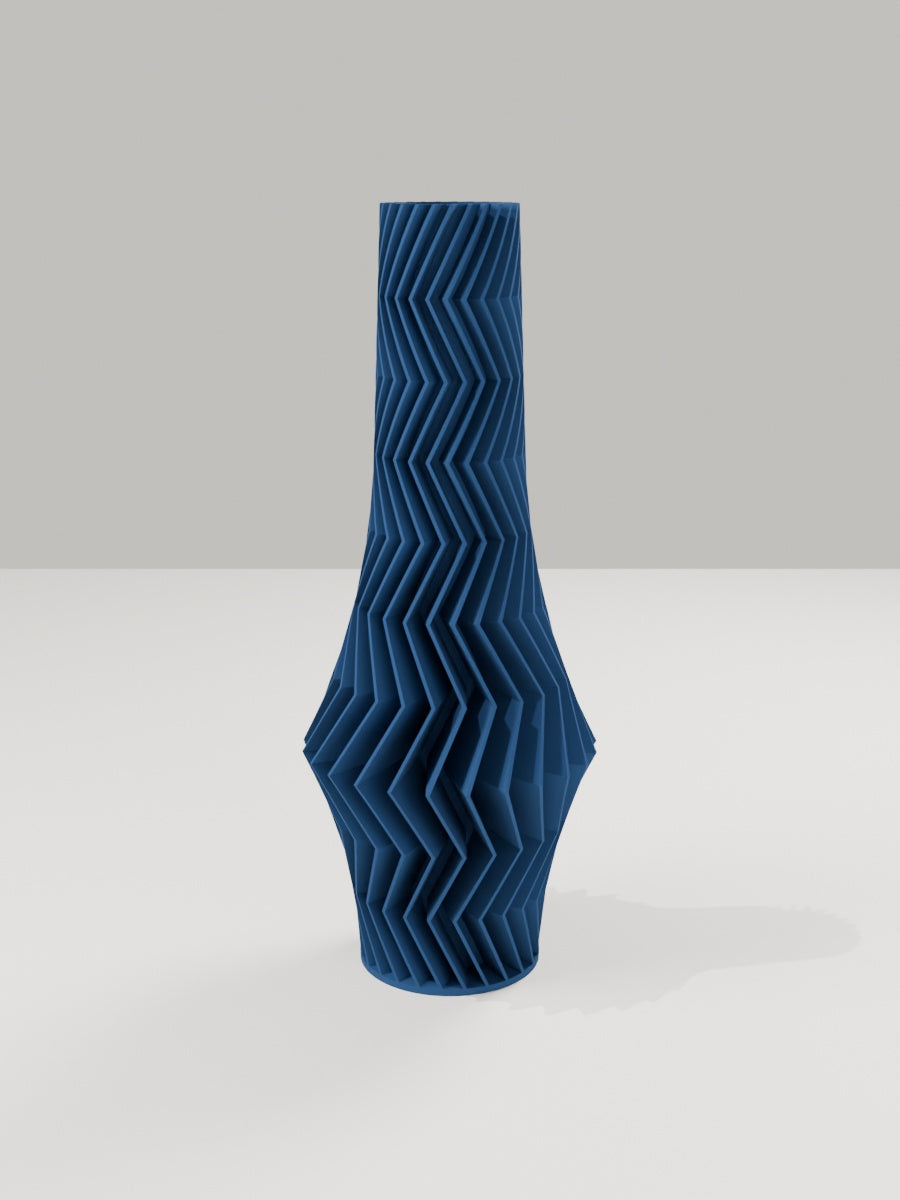 ZigZag Vase No. 06 in Marineblau – quelia Dekovase aus dem 3D-Druck