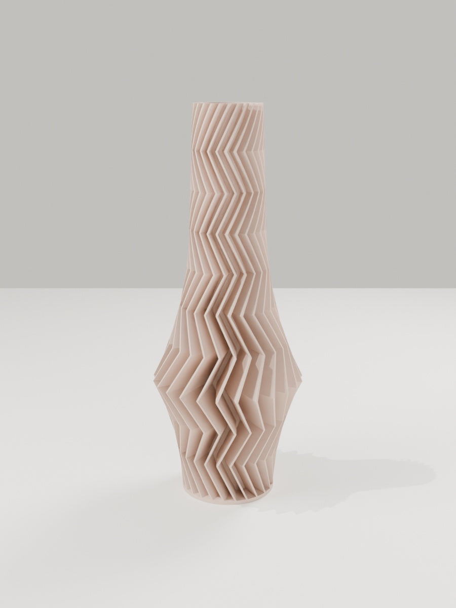 ZigZag Vase No. 06 in Milchkaffee-Braun – quelia Dekovase aus dem 3D-Druck