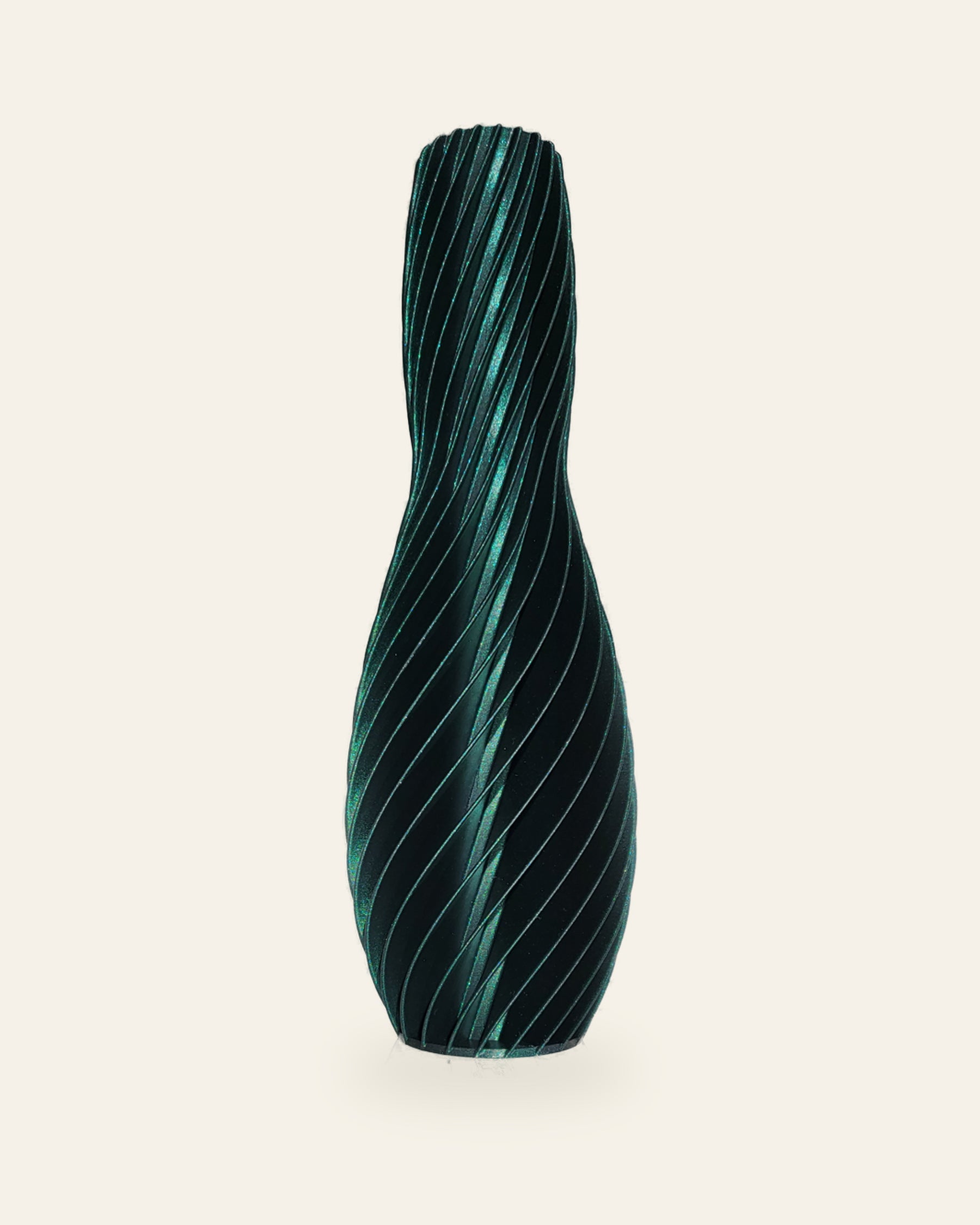 Spiral Bogen · Petrol – 3D-gedruckte Dekovase von quelia