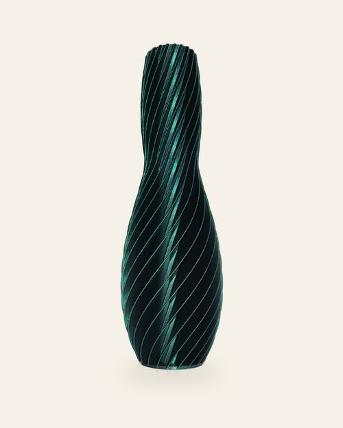 Spiral Bogen · Petrol – 3D-gedruckte Dekovase von quelia
