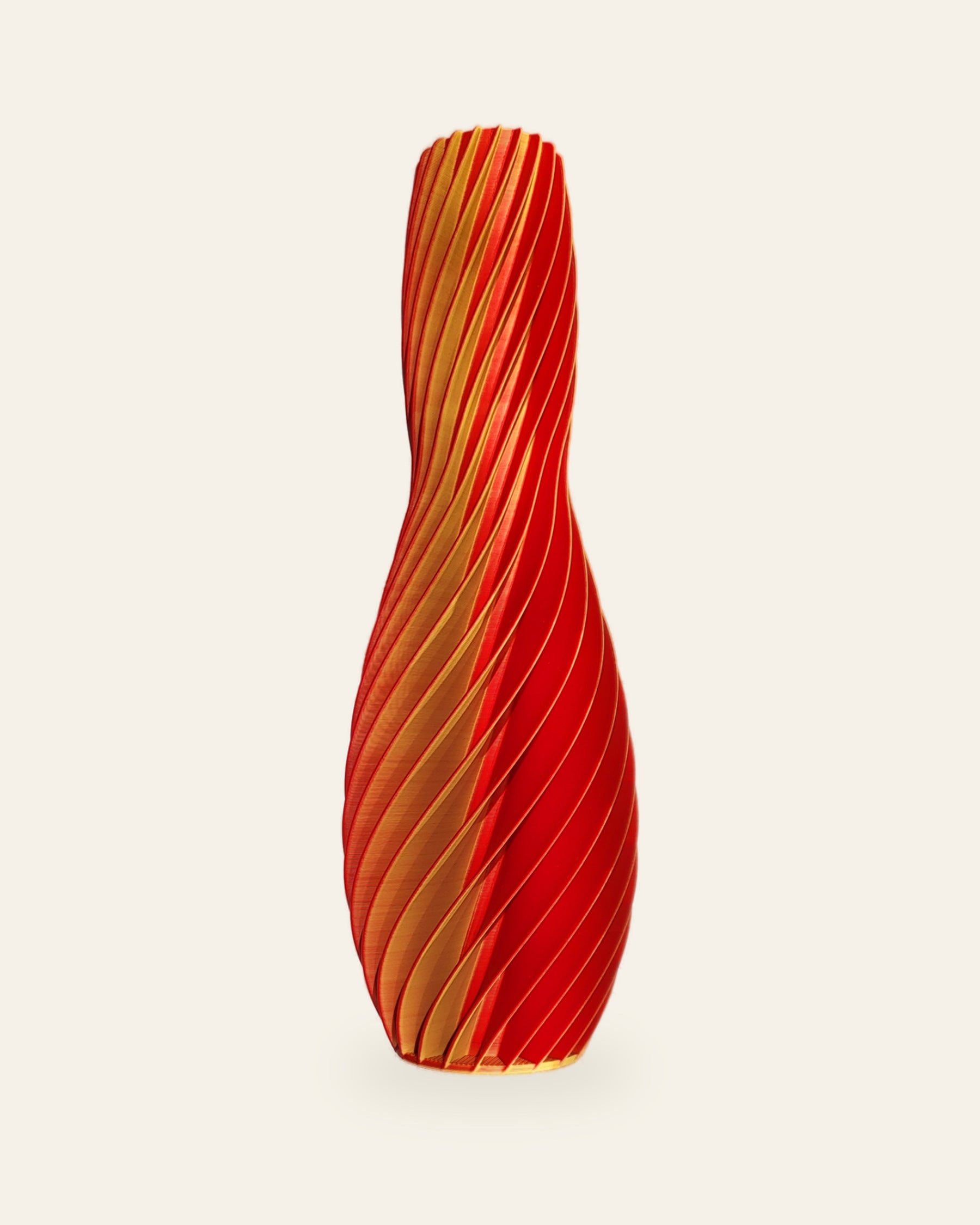 Spiral Bogen · Gelb-Orange – 3D-gedruckte Dekovase von quelia – andere Ansicht