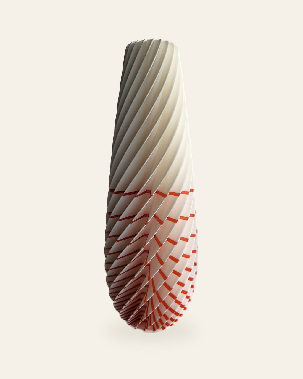 Wave Kegel · GLUT – Elfenbein mit Silk-Orange-Bändern, von quelia aus Schwäbisch Hall – andere Ansicht