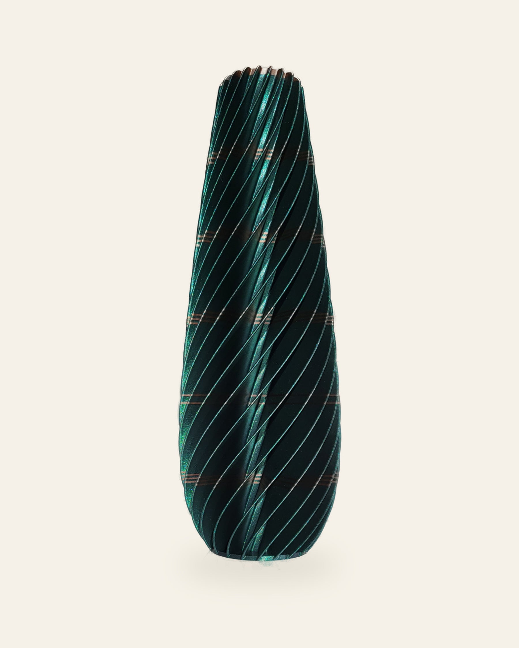 Spiral Kegel · Petrol – 3D-gedruckte Dekovase von quelia