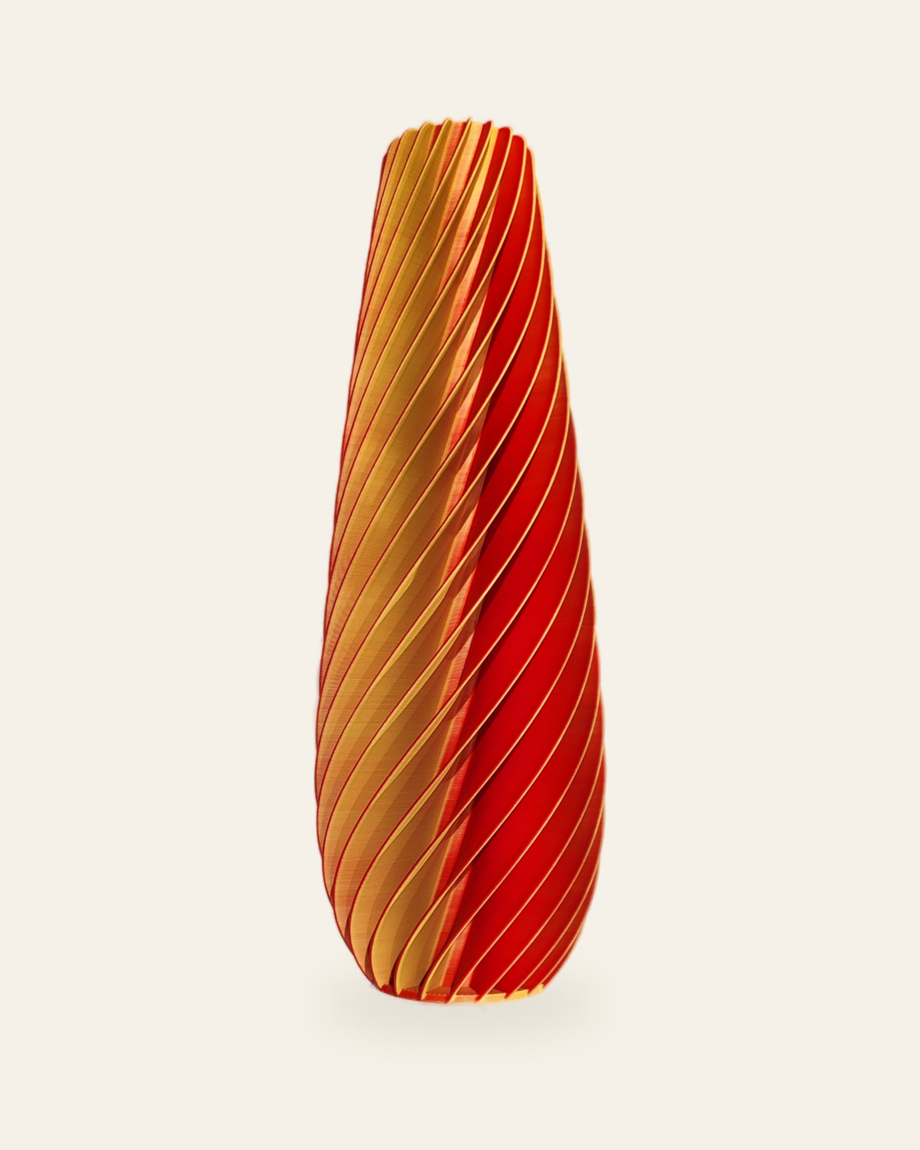 Spiral Kegel · Rot-Orange – 3D-gedruckte Dekovase von quelia