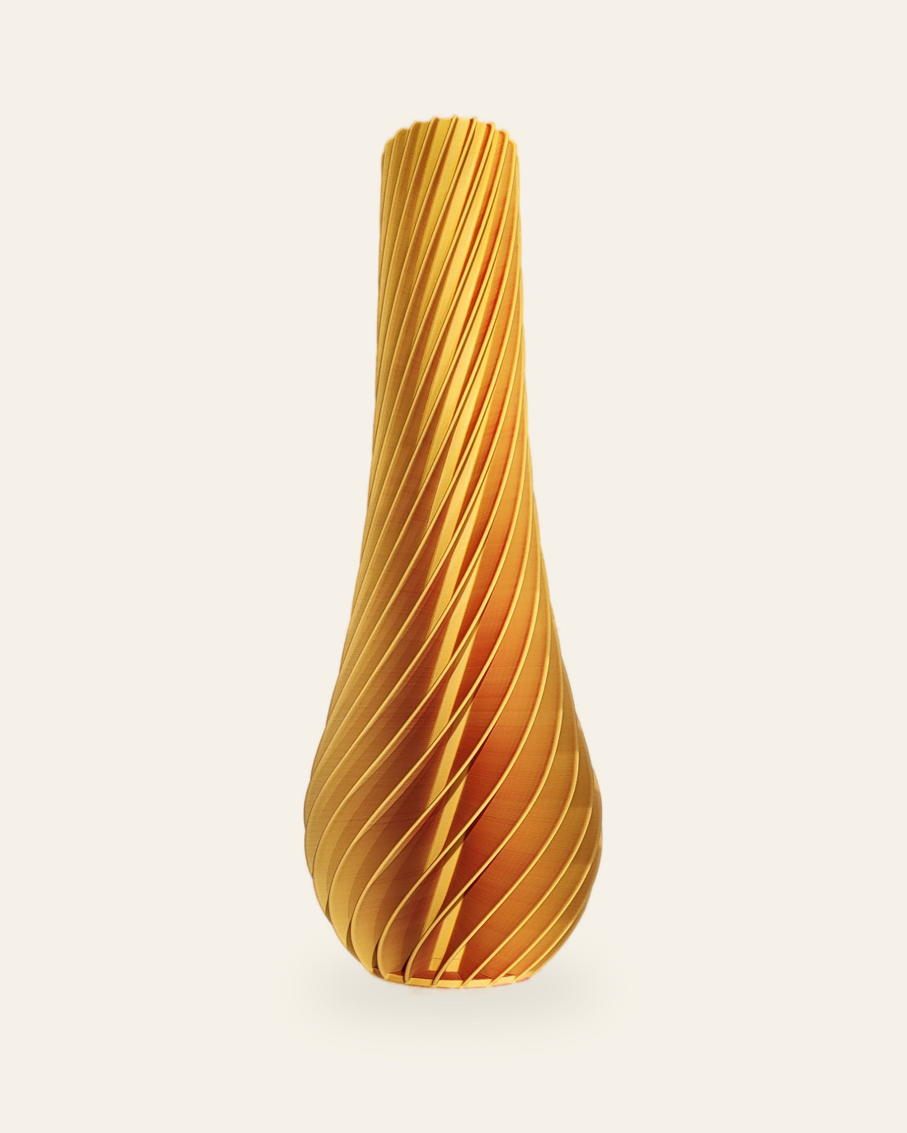 Spiral Tropfen · Gelb-Orange – 3D-gedruckte Dekovase von quelia