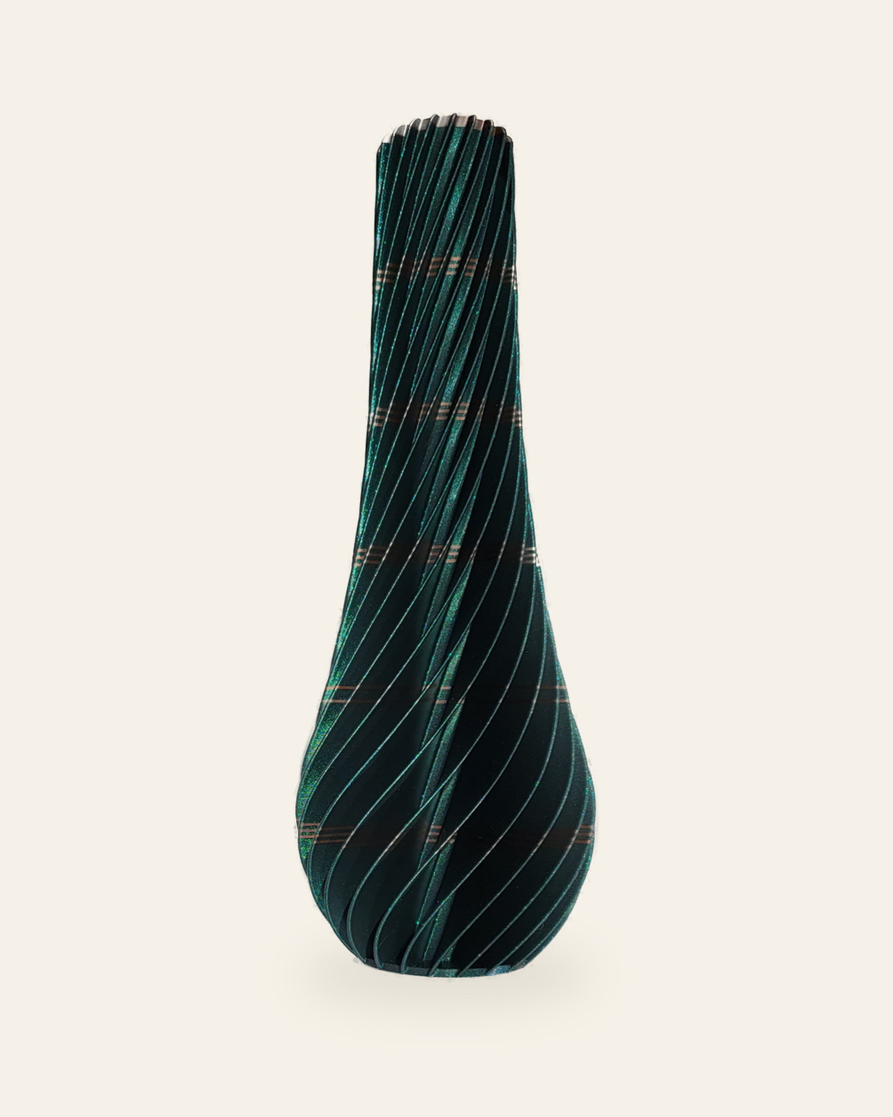 Spiral Tropfen · Petrol – 3D-gedruckte Dekovase von quelia