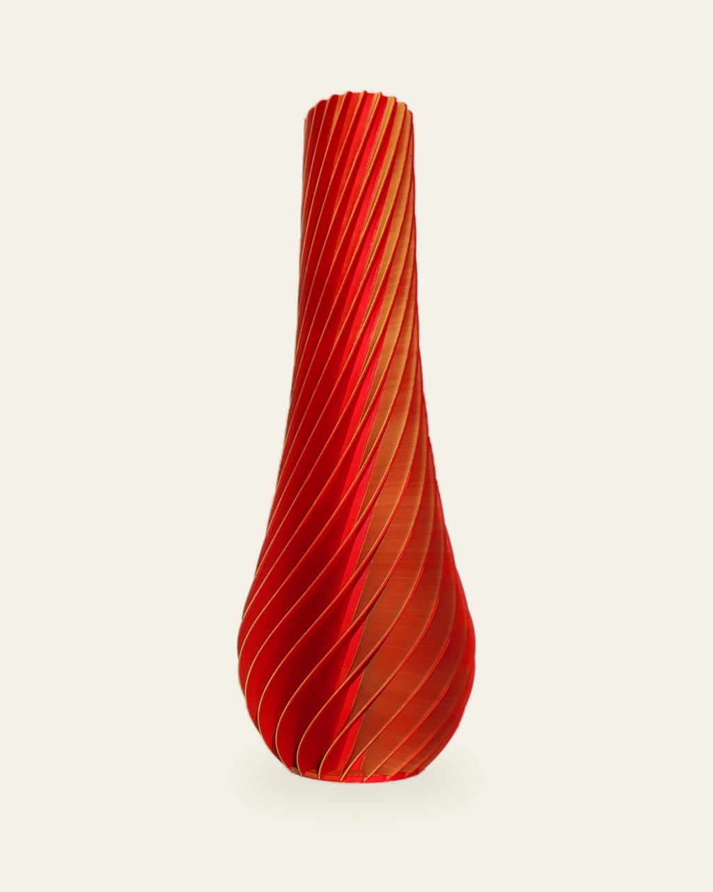 Spiral Tropfen · Rot-Orange – 3D-gedruckte Dekovase von quelia